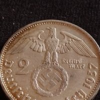 Сребърна монета 2 райхсмарки 1937г. Нацистка Германия Трети Райх с СХВАСТИКА за КОЛЕКЦИЯ 42049, снимка 6 - Нумизматика и бонистика - 43798672