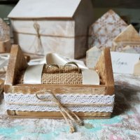 Дървена кутийка за халки - сватбени аксесоари , снимка 2 - Декорация - 26387490