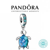 Талисман Пандора сребро проба 925 Pandora Murano Glass Sea Turtle Dangle Charm. Колекция Amélie, снимка 1 - Гривни - 37984270