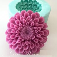 3D Хризантема фунийки цвете голям силиконов молд форма калъп фондан шоколад гипс сапун, снимка 1 - Форми - 37182036