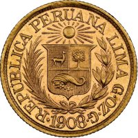 1908 Peru Gozg 1/2 Libra - NGC AU 58 - Златна Монета, снимка 4 - Нумизматика и бонистика - 43772812
