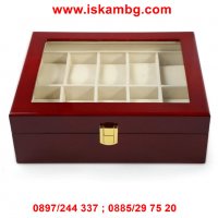 Дървена кутия за съхранение на 10 часовника , снимка 10 - Подаръци за мъже - 28397495