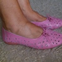 Розови обувки от естествена кожа - 36 номер, снимка 1 - Дамски ежедневни обувки - 37769615