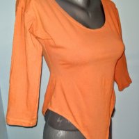 Памучно еластично боди в цвят Портокал / оранжево боди , снимка 1 - Блузи с дълъг ръкав и пуловери - 28332488