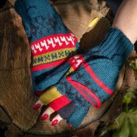 Перуански ръкавици с отворени пръсти и капаче различни цветове, снимка 2 - Ръкавици - 42999750