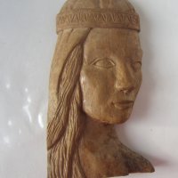 Дърворезба жена глава пано, снимка 2 - Статуетки - 39490484
