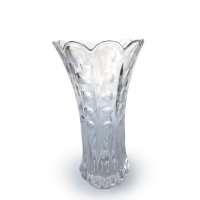 Стъклена ваза с флорален мотив, 12х24 см. , снимка 1 - Вази - 43119128