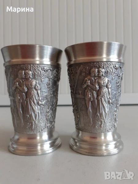 Чаши за ракия от калай, 50 мл,  Antik*Vintage #19, снимка 1