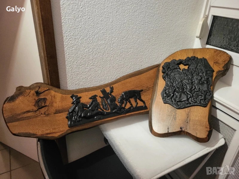 Метални релефни картини с дървени рамки, снимка 1