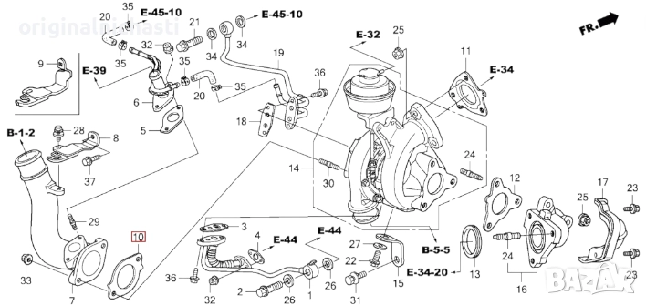 Гарнитура за турбо за ХОНДА ЦРВ ФРВ АКОР СИВИК HONDA CR-V FR-V CIVIC 17229RMAE01 17229-RMA-E01 OEM, снимка 1