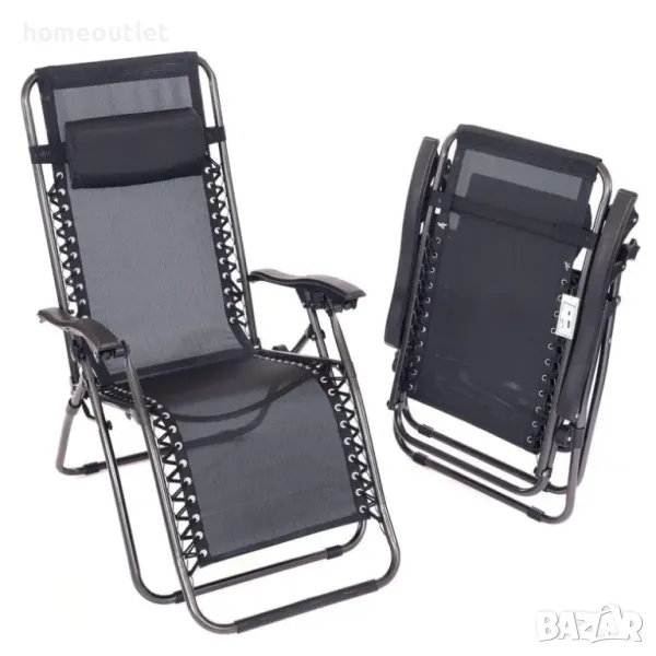 ПРОМОЦИЯ Сгъваем стол за плаж в черно DECK CHAIR Y005, снимка 1