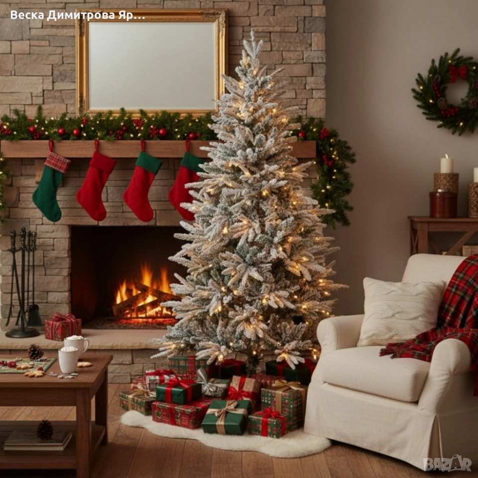 Коледна елха с вградени лампички по връхчетата, снимка 1