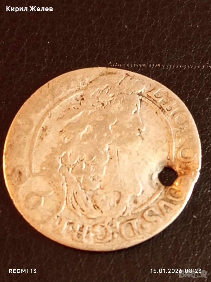 Сребърна монета 6 кройцера 1693г. Леополд първи Австрия за КОЛЕКЦИЯ 52903, снимка 1