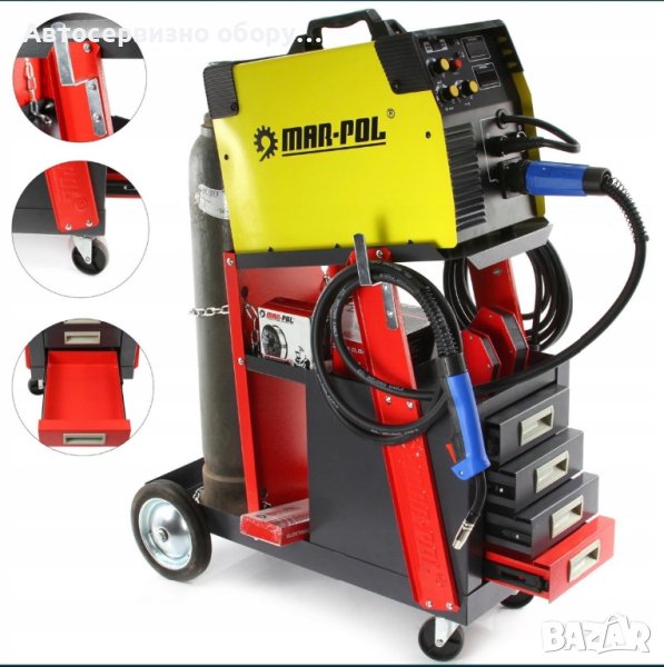 Количка с 4 чекмеджета за аргонови и телоподаващи заваръчни апарати и електрожени, снимка 1