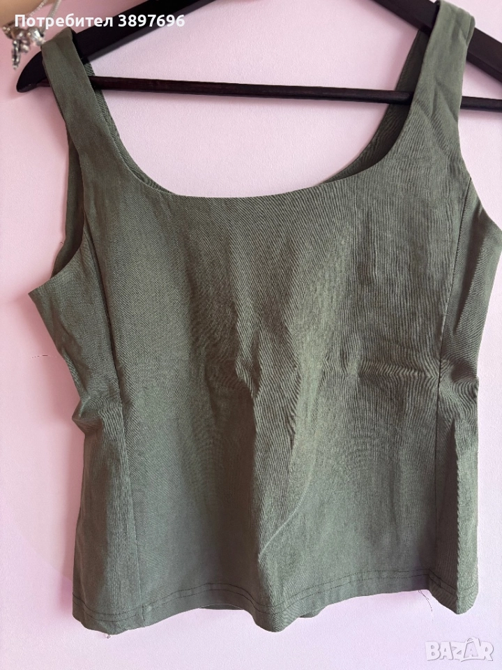 Зелен топ с цип на гърба , снимка 1