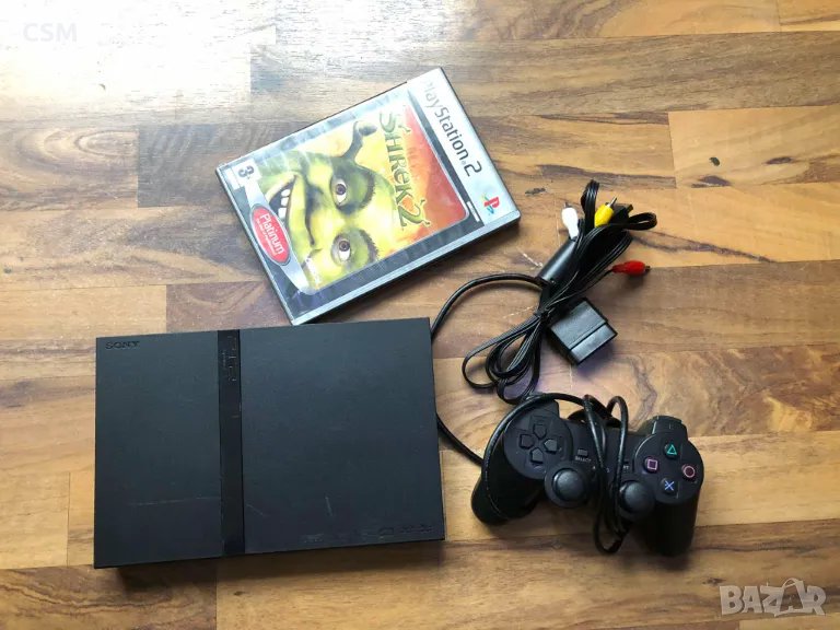 PS2 Slim + Джойстик,AV Кабел и Захранване, снимка 1