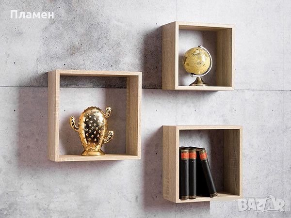 Комплект от три броя етажерки, рафтове, полици за стена в цвят дъб сонома, снимка 1