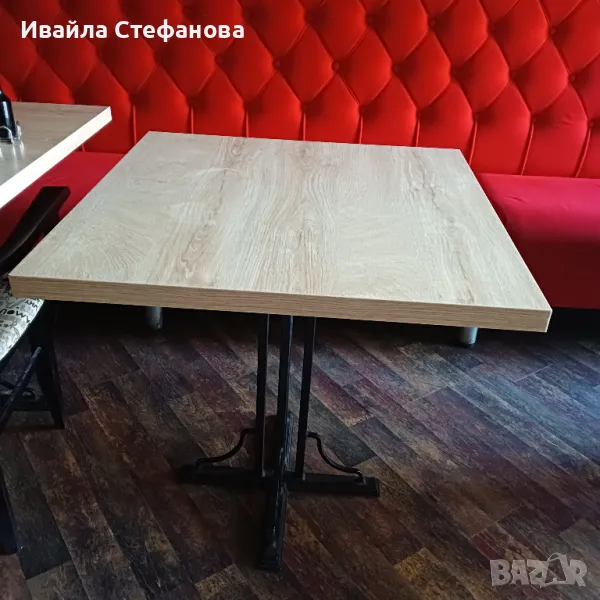 Дървени масивни маси с метална основа , снимка 1