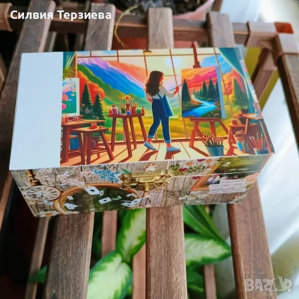 Ръчно изработена дървена кутия , снимка 1