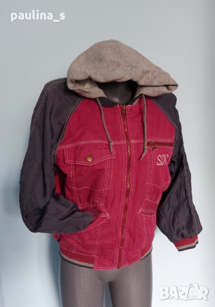 Дамско "Оксфорд" яке тип суичър с каулка и цип, снимка 1