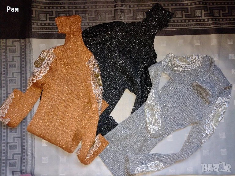 Дамско поло с дантела, ламе , снимка 1