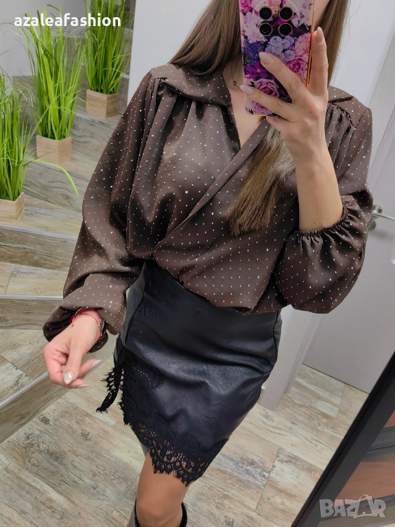 Дамски сет боди с кожена пола, снимка 1