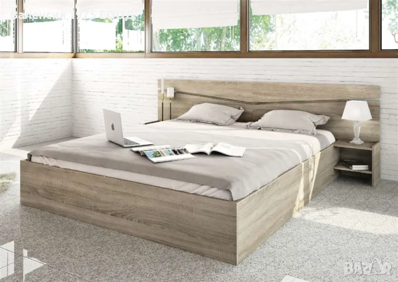 Спалня с нощни шкафчета Сити 2007 сонома и орех адмирал, снимка 1