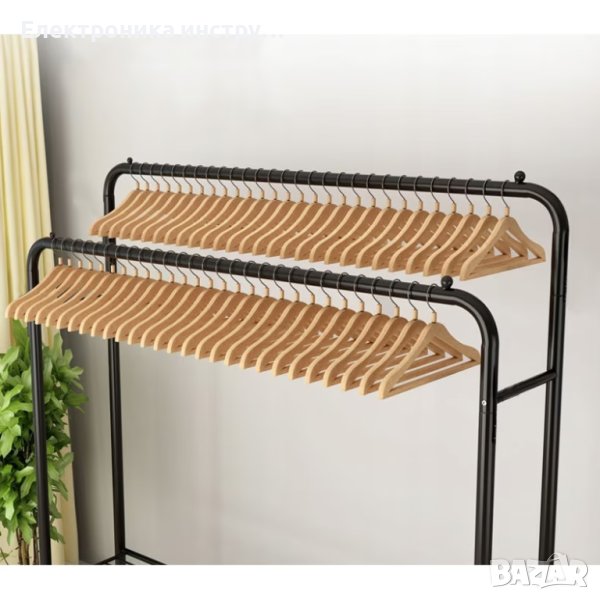 Закачалка за дрехи, свободностояща, двойна, черна, стомана, 150 x 110 x 57см, снимка 1