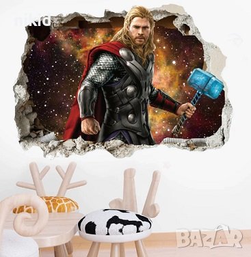 3D Avengers Отмъстителите Marvel Тор Thor стикер за стена лепенка, снимка 1