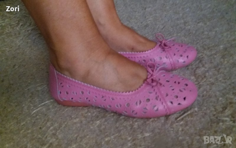 Розови обувки от естествена кожа - 36 номер, снимка 1