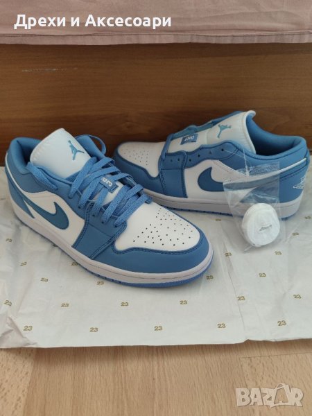 Nike Air Jordan 1 Low Blue unc university blue white обувки Маратонки Кецове номер 43 размер, снимка 1