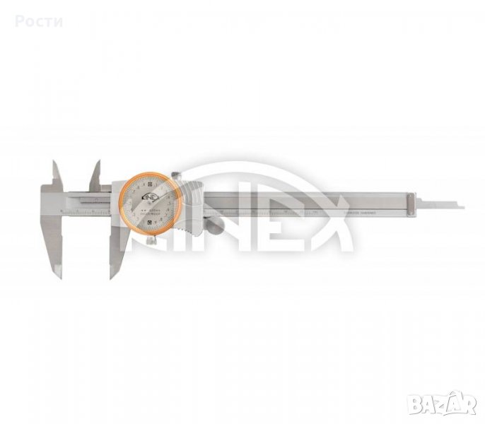 ШУБЛЕР С ИНДИКАТОРЕН ЧАСОВНИК И ДЪЛБОКОМЕР KINEX 0-150 MM / 0,02 MM , CSN 25 1235, DIN 86, снимка 1