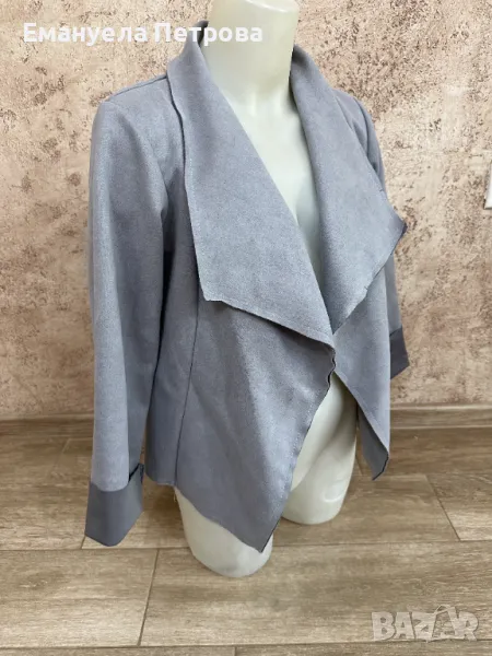 Дамско сако - сиво - велур - спортно-елегантно , снимка 1