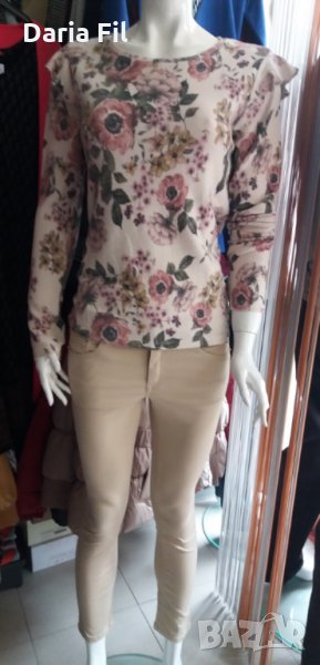 Изчистени дънки в екрю/светлобежово размер М - к.331, снимка 1