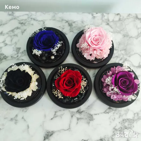 Истинска вечна роза в стъкленица – балсамирана и запазена за години, снимка 1