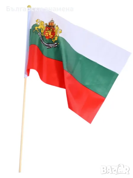 Българско знаме с герб с пръчка 30/45, снимка 1