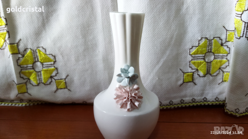 Български костен порцелан ваза, снимка 1