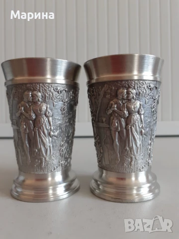 Чаши за ракия от калай, 50 мл,  Antik*Vintage #19, снимка 1