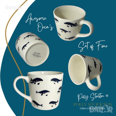 Комплект 4 чаши със животни от костен порцелан за топли напитки 400 мл - пчели, снимка 2 - Чаши - 43118596