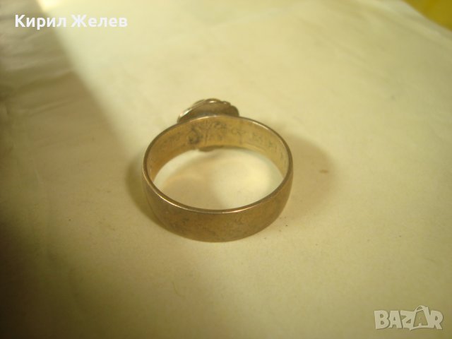 СТАРИНЕН ПОЗЛАТЕН БРОНЗОВ ПРЪСТЕН от ДИНАР КРАЛСТВО ЮГОСЛАВИЯ с ФАСЕТИРАН ЕСТЕСТВЕН ГРАНАТ 32351, снимка 15 - Антикварни и старинни предмети - 38360245