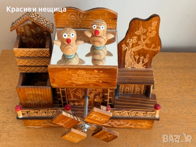 Дървен музикален сувенир с две танцуващи патета, снимка 3 - Антикварни и старинни предмети - 53073865