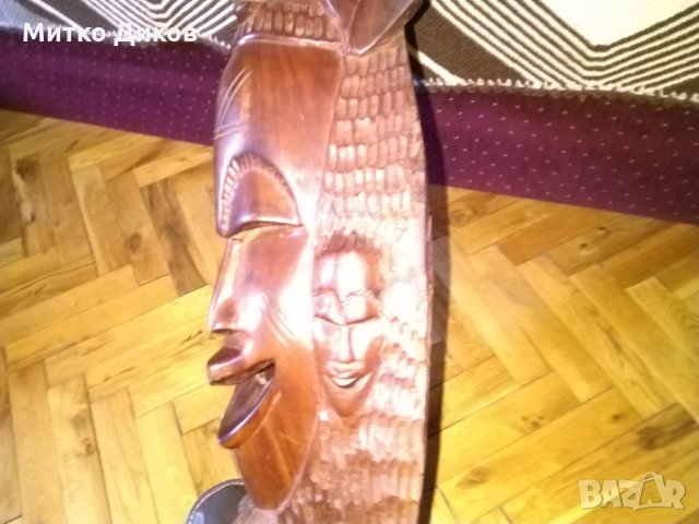 Африканска маска от желязно дърво -голяма -Н- 83см и тeжка-5kг, снимка 5 - Декорация за дома - 27707472