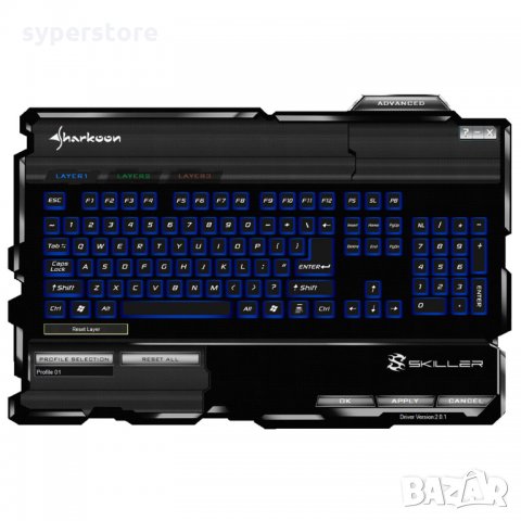 Клавиатура USB Геймърска SHARKOON Skiller gaming multimedia Keyboard, снимка 5 - Клавиатури и мишки - 10899829