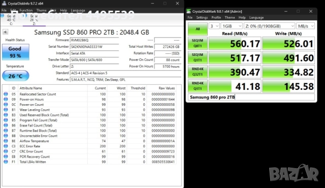 Samsung 860 pro 2TB SSD SATA 2.5", снимка 3 - Части за лаптопи - 52660501