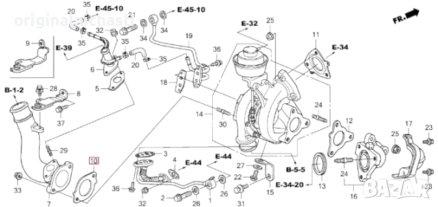 Гарнитура за турбо за ХОНДА ЦРВ ФРВ АКОР СИВИК HONDA CR-V FR-V CIVIC 17229RMAE01 17229-RMA-E01 OEM