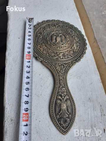 Старо бронзово огледало с двуглав орел, снимка 3 - Антикварни и старинни предмети - 53430782