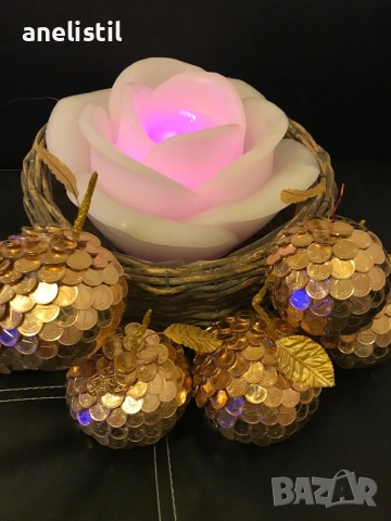 🍎✨ ЛИМИТИРАНА СЕРИЯ – Декоративна златна ябълка от български стотинки ✨🍎, снимка 4 - Декорация за дома - 53219821