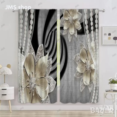 2бр. Елегантни антични перлени цветя, полузатъмняващи завеси за домашен декор, 5размера, снимка 6 - Пердета и завеси - 43761681