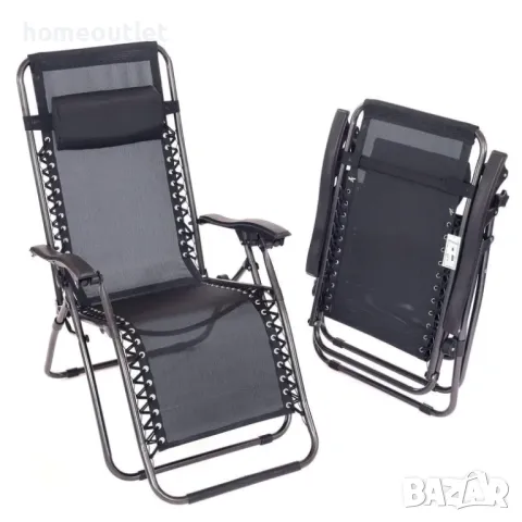 ПРОМОЦИЯ Сгъваем стол за плаж в черно DECK CHAIR Y005