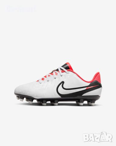 Футболни обувки NIKE JR LEGEND 10 ACADEMY FG/MG WHITE/BLACK-BRIGHT CRIMSON размер 37.5, снимка 6 - Футбол - 43555738